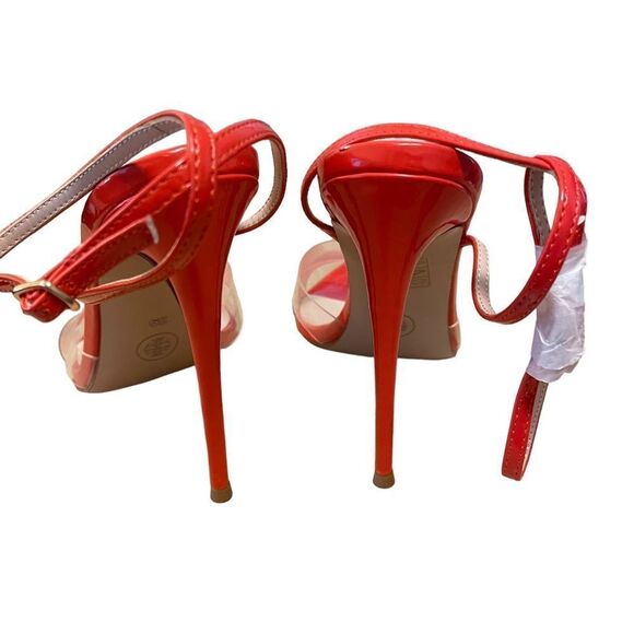 Femme LA Gia Revolve Heel Nude Patent & PVC (Tangerine) Size 39 or 8 NEW - Picture 6 of 9